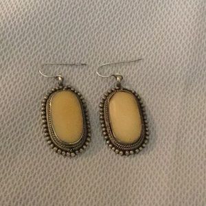 Silver and bone boho chic earrings